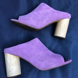 Urban Outfitters Women’s Size 10 Purple Suede Wooden Heel Mule Clog Shoe